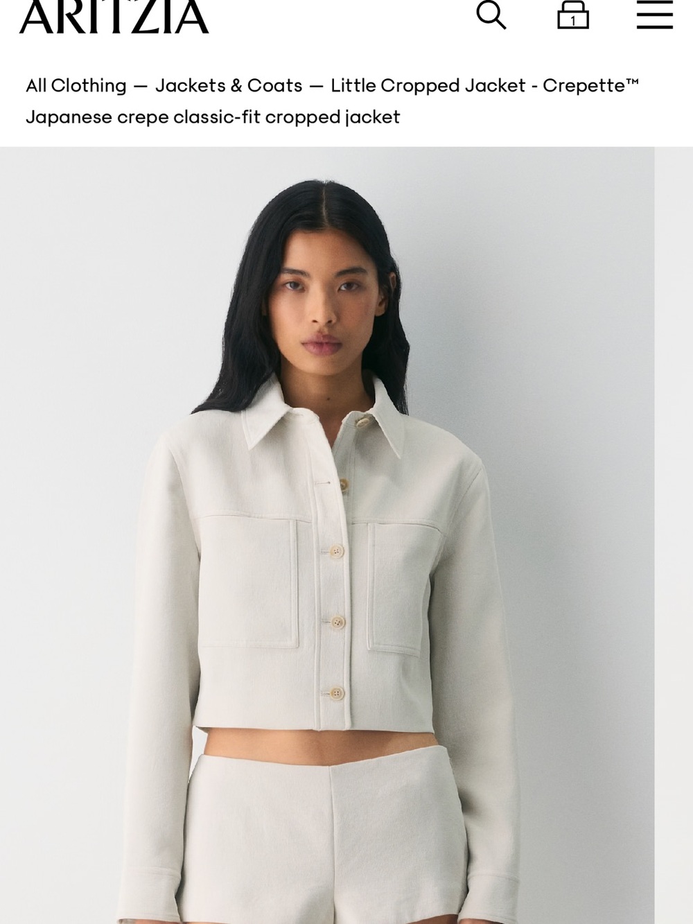 Aritzia Little Cropped Jacket in Cream-White